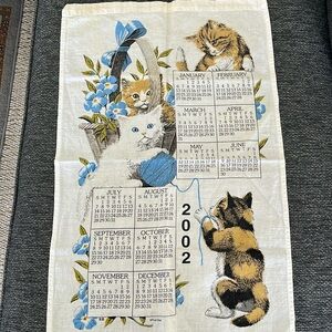 Vintage 2002 Kitchen Tea Towel/wall hanging depicting kittens/cats